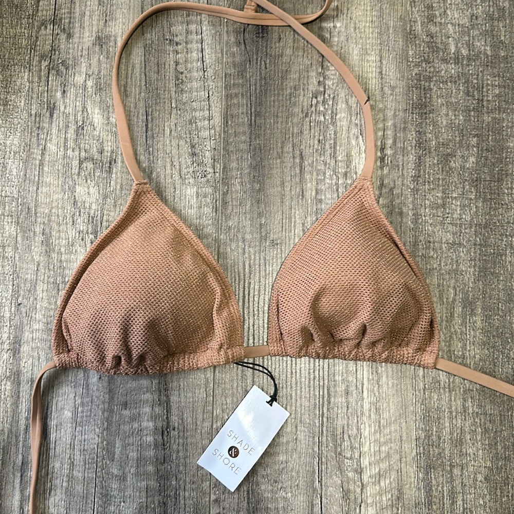 Brand new Target Shade & Shore Bronze & Gold Crochet Bikini Top (defective)